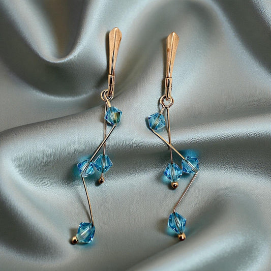 Sudraba Kristalu Auskari / Barbell