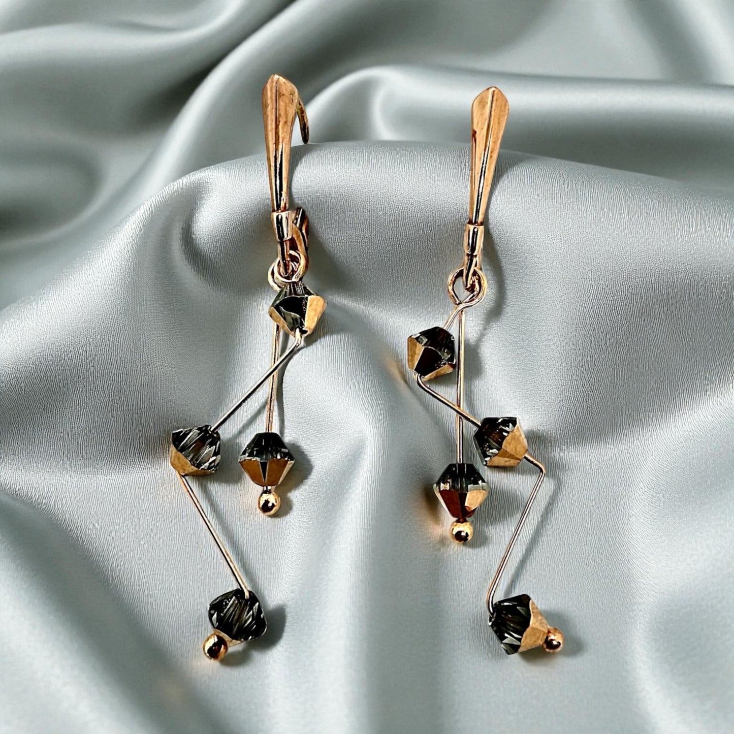 Sudraba Kristalu Auskari / Barbell