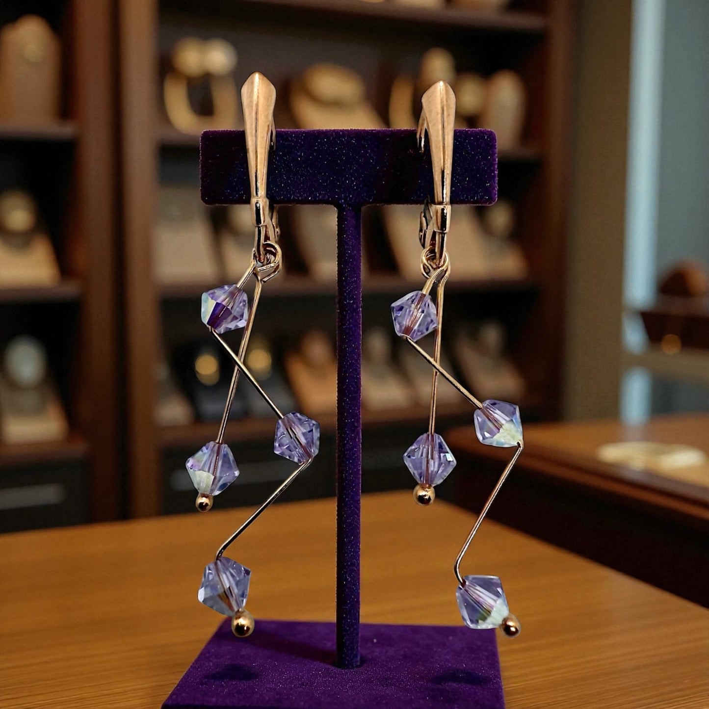 Sudraba Kristalu Auskari / Barbell