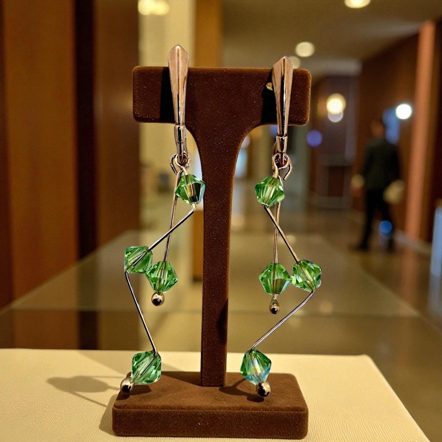 Sudraba Kristalu Auskari / Barbell